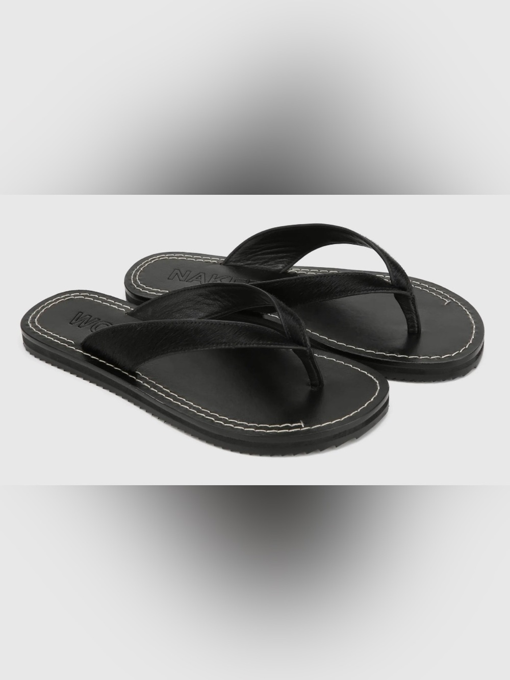 Naked Wolfe Black Leather Women's Thong Sandals